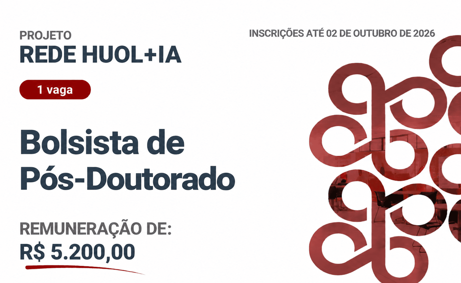 Rede HUOL+IA divulga resultado final de seleção para pós-doutorado